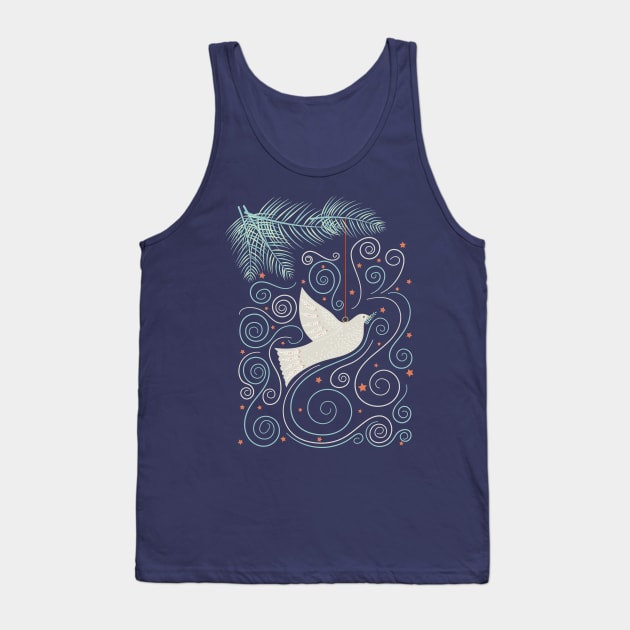 Folk Art Christmas Dove Ornament Tank Top by SWON Design